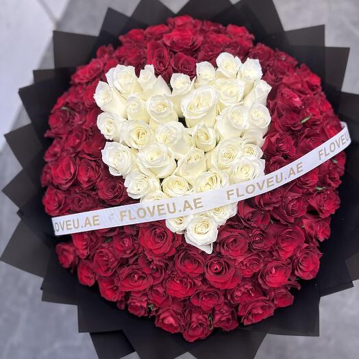 Red roses with white heart