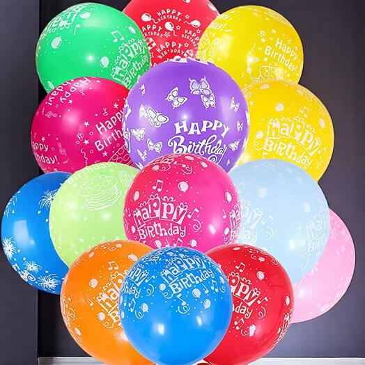 15 Mixed Color Happy Birthday Balloons – Helium-Filled Party Latex Balloons for Birthday Decorations