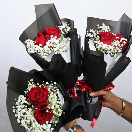 Ramo de 6 rosas con rellenos (3 ramos) -5584