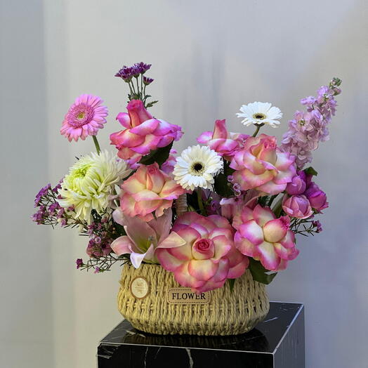 Blooming Flowers in a Basket