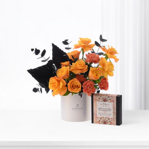 Noir Flame Bloom White Box With Mirzam Chocolates