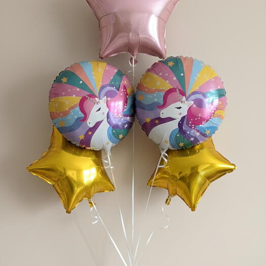 Unicorn   Star Foil Balloons Helium - Yellow   Pink Star Balloons
