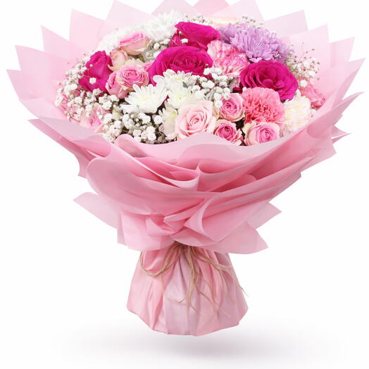 Luxury Mixed Pink Flowers Bouquet