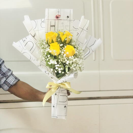 Yellow Baby Roses Small Bouquet HPF224