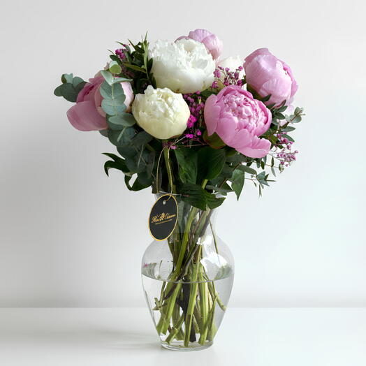 White and pink Peonies Vase - 9