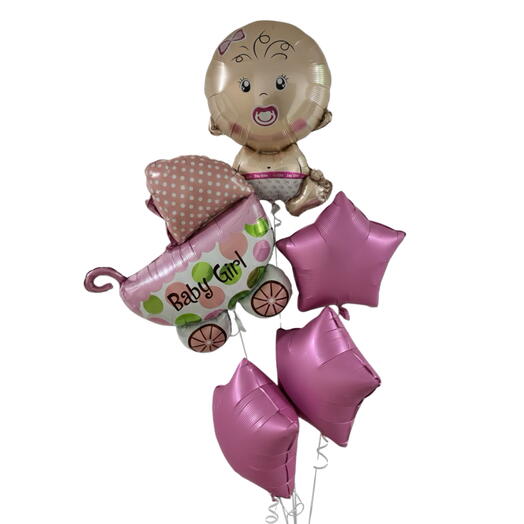 Hello Baby Girl Foil Balloons Set