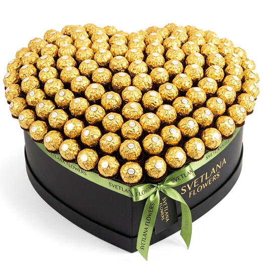 صندوق قلب فيريرو روشيه الفاخر 121 – هدية شوكولاتة كبيرة على شكل قلب أسود دبي