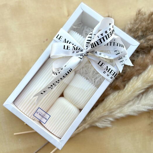 Набор из 2 белых ароматических свечей-столбиков