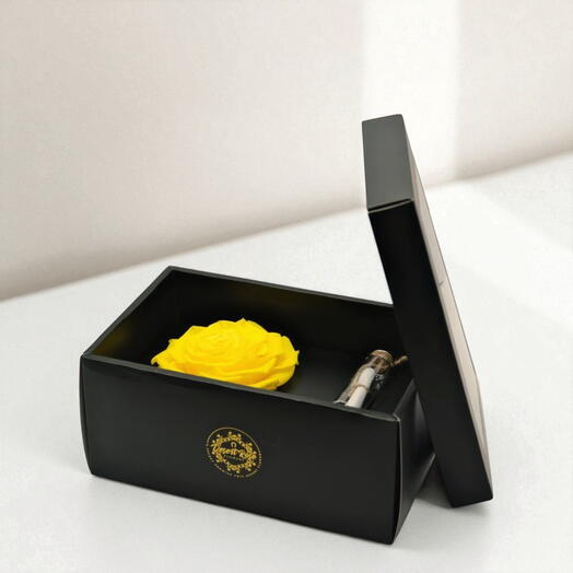Yellow Infinity Rose in a Signature Box with a Message Bottle