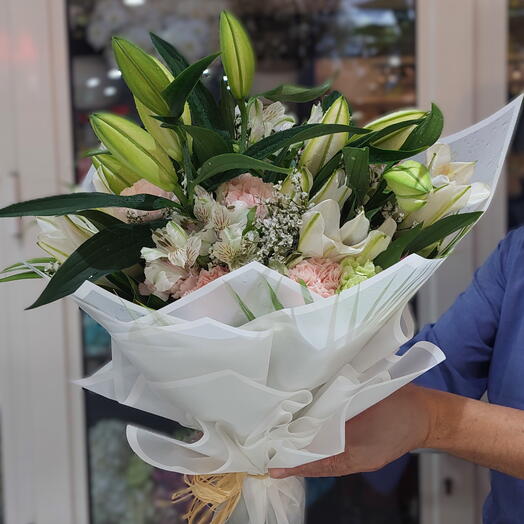 Blushing Lily Hand Bouquet