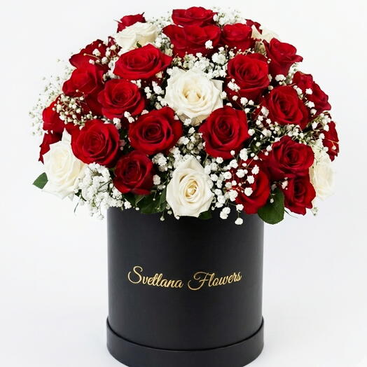 Набор «Любовная коробка 51: Красные и белые розы XL»