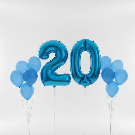 Набор синих воздушных шаров «Happy Birthday» с цифрой двадцать – 40 дюймов