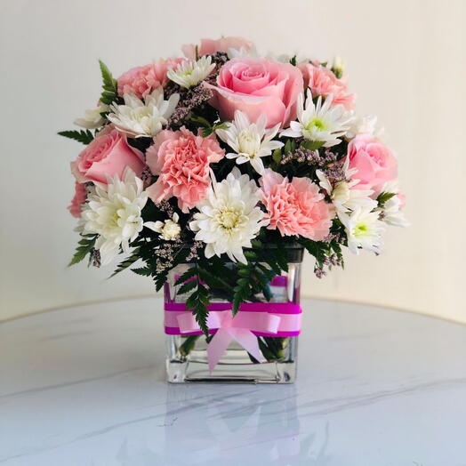 Romantic Vase of Roses   Carnations – Gift of Love   Grace