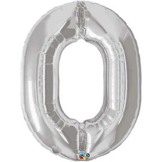 Silver Number Zero Helium Balloon - 5252
