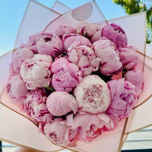Bouquet of pink peonies 21 pcs