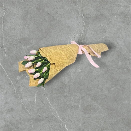 Букет из 9 розовых тюльпанов