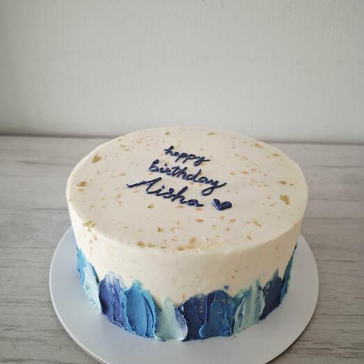 Elegant Blue   Gold Birthday Cake