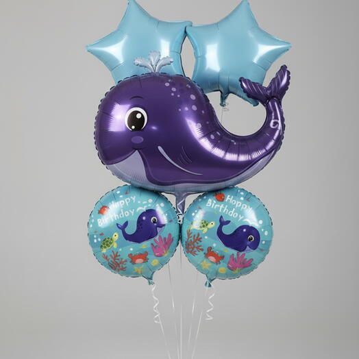 Whale Happy Birthday Balloons - Helium Balloons