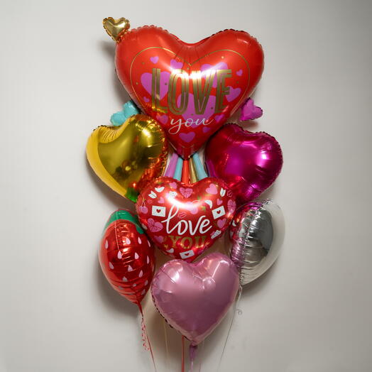Romantic Love You Hearts Foil Balloon Set  7381