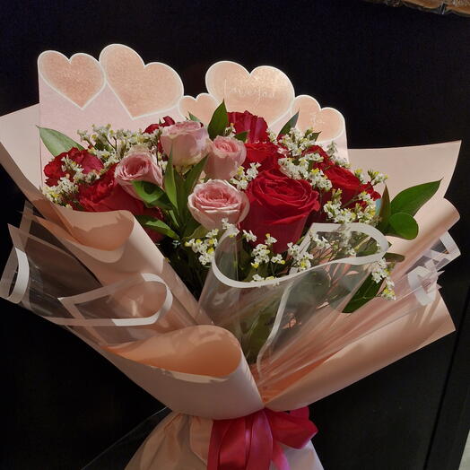 Roses rose fuchsia et roses bébé roses