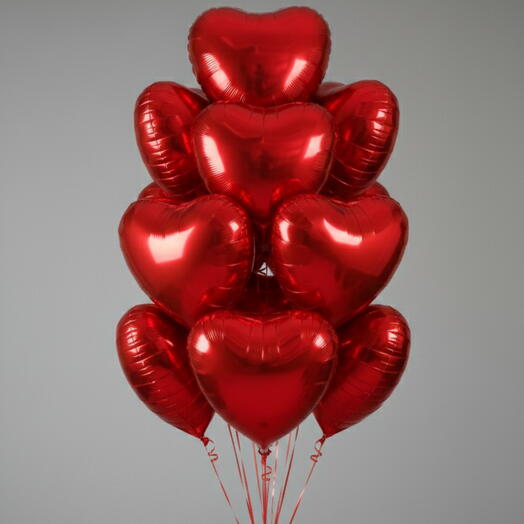 10 Red Heart Foil Balloons – 18 Inches