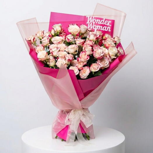 Wonder Women – 55 Pink Spray Roses Bouquet
