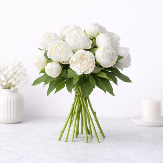Purity: Bouquet of 10 White Peonies