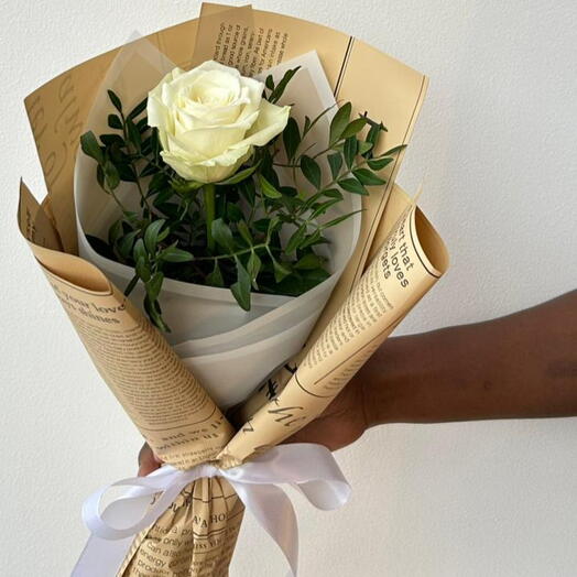 Elegant Single White Rose Bouquet