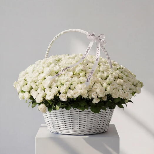 Белые мини-розы: Грандиозный снегопад