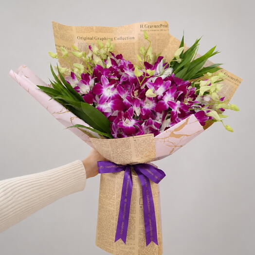 Purple Prestige 15 Stem Orchid Arrangement