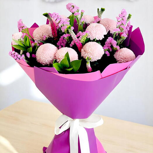 Elegant Deco Chrysanthemum Bouquet - Timeless Beauty and Grace