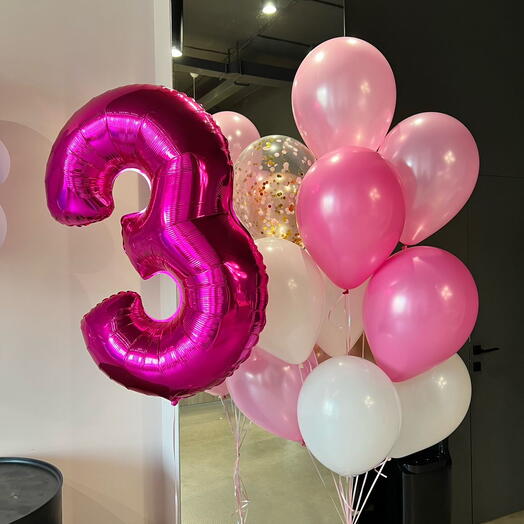 Pink Dreams Helium Balloon Set with Number