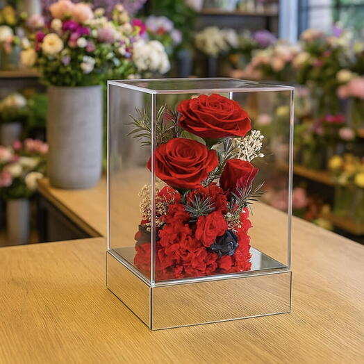 Красные стабилизированные цветы