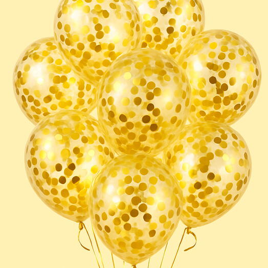 Globos de helio con confeti dorado
