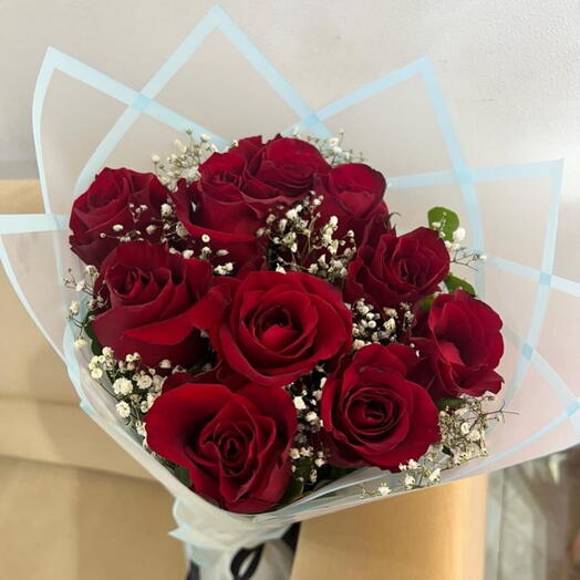Premium 10 Red Roses Luxurious Bouquet