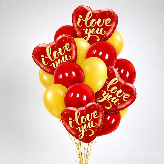 Набор гелиевых шаров Я люблю тебя – 16 шт.
