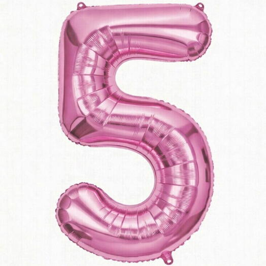 Розовый фольгированный шар-цифра пять (наполнен гелием)
