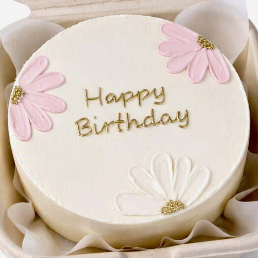 Un deseo floreciente – Elegante pastel bento floral de feliz cumpleaños