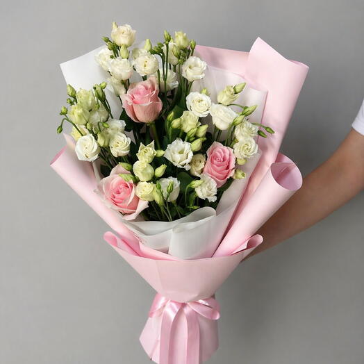 White Eustmo and Pink Rose