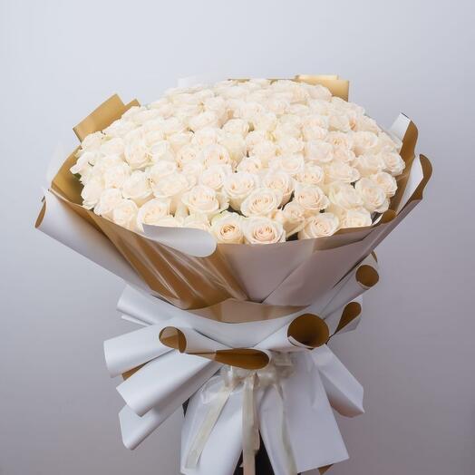 101 White Roses Bouquet