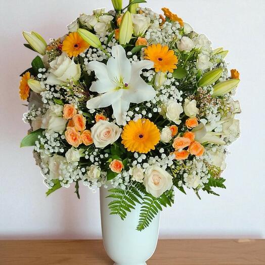 My Royal arrangement in a White ceramic pot;