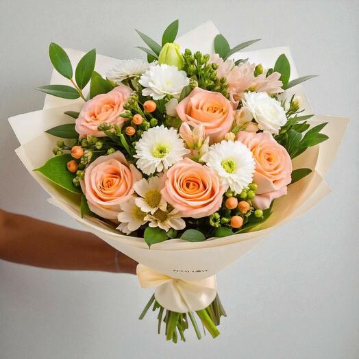 Персиковый цветочный букет