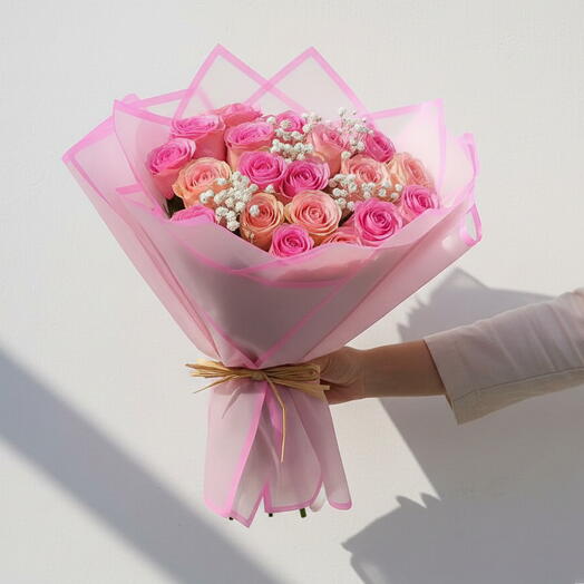 Bouquet Blush Dream de 21 roses roses