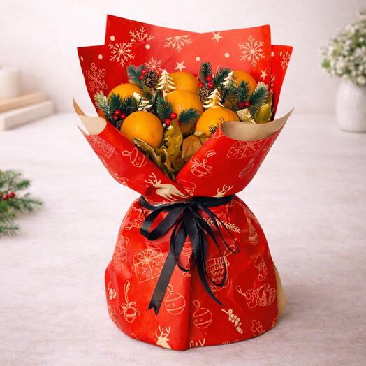 Christmas Theme Orange Bouquet