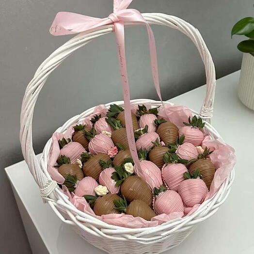 Pink Chocolate Strawberry Gift Basket
