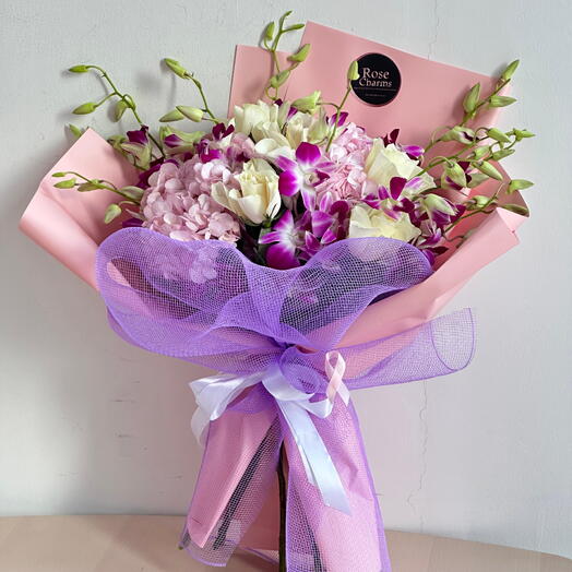 Нежно-розовый микс орхидей | RC-M353