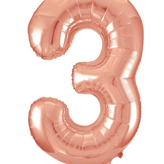 Giant Rose Gold Number 3 Balloon