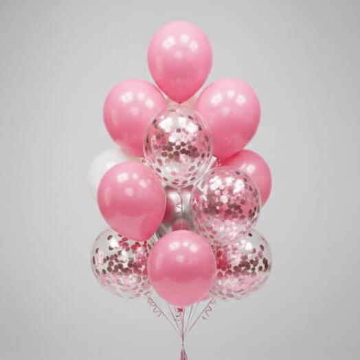 Розовые и шарики с конфетти
