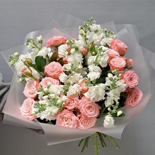 Bombastic and White Mathiola Bouquet