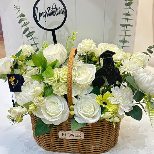 Elegant Graduation floral Basket Arrangement